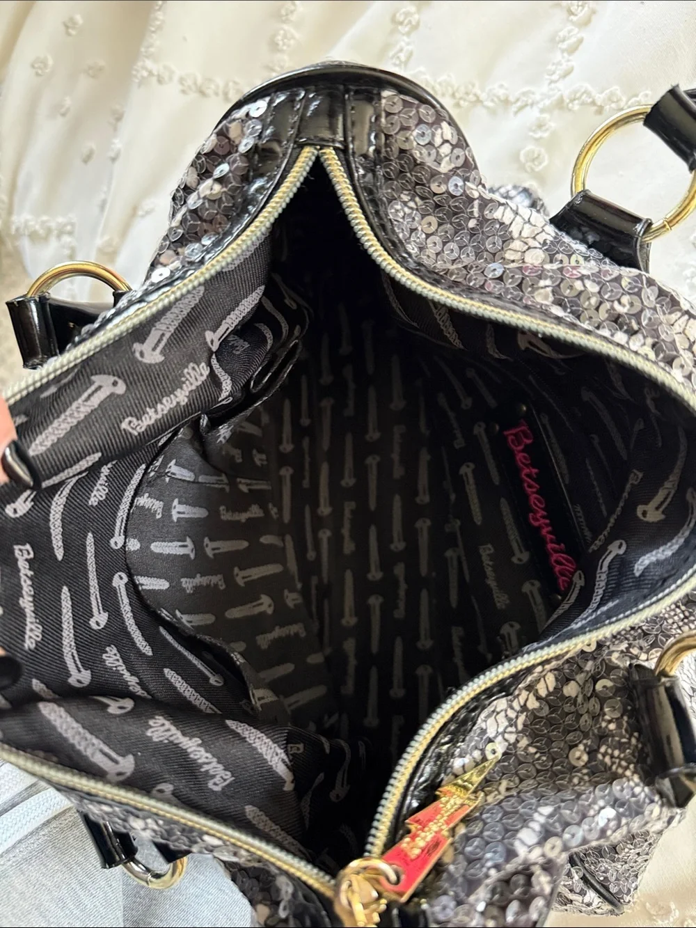 Vintage Y2K Betsey Johnson Sequin Satchel Bag